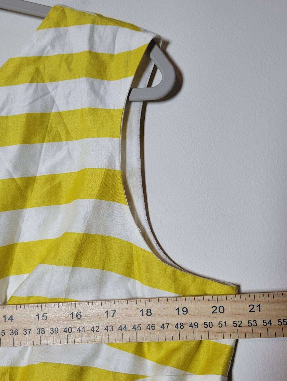 Boden Yellow and White Striped Sleeveless Midi Dress Size 14R Cotton - Picture 4 of 8